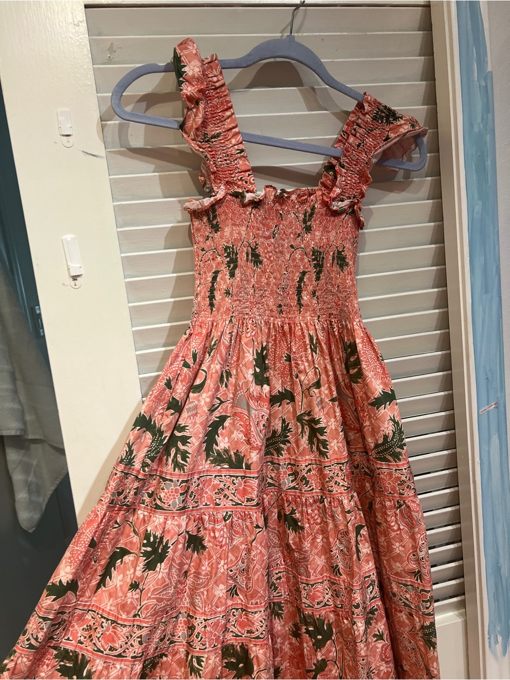 Hill House Pink Floral Maxi Dress with Green Leaf Print - Picture 3 of 9